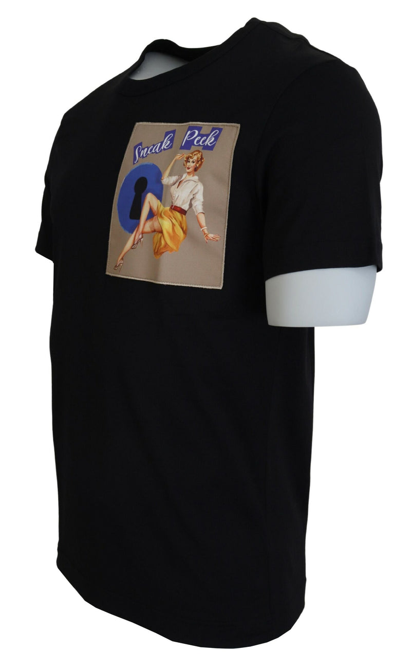 T-shirt à manches courtes en coton noir Dolce &amp; Gabbana avec aperçu des collections à venir
