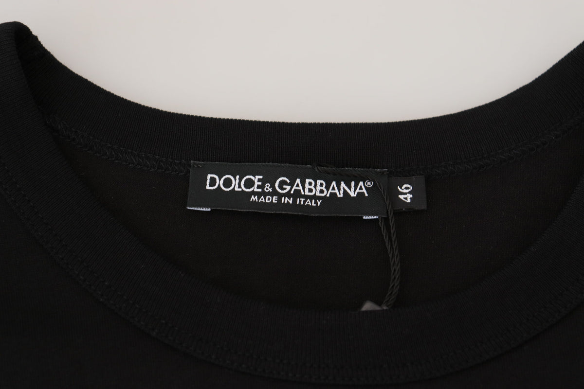 T-shirt à manches courtes en coton noir Dolce &amp; Gabbana avec aperçu des collections à venir