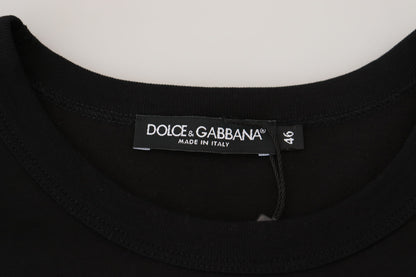 T-shirt à manches courtes en coton noir Dolce & Gabbana avec aperçu des collections à venir