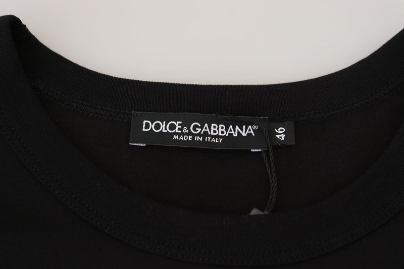 T-shirt à manches courtes en coton noir Dolce &amp; Gabbana avec aperçu des collections à venir