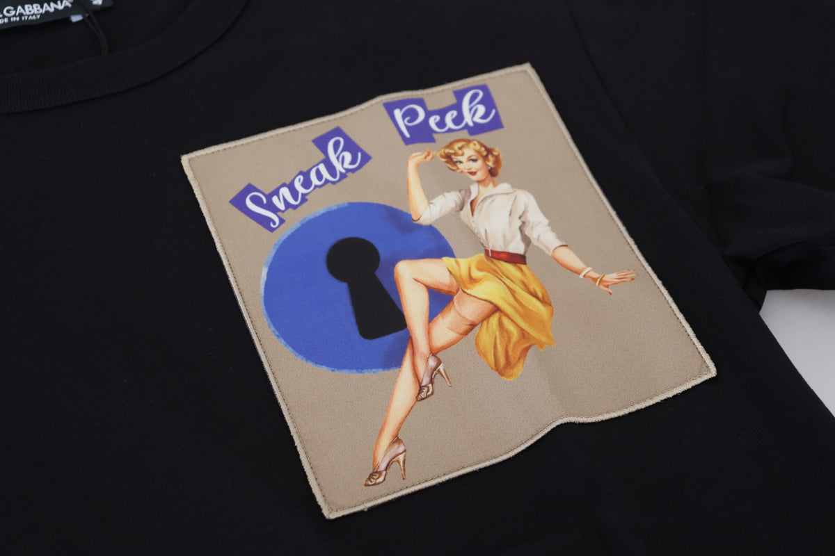 T-shirt à manches courtes en coton noir Dolce &amp; Gabbana avec aperçu des collections à venir