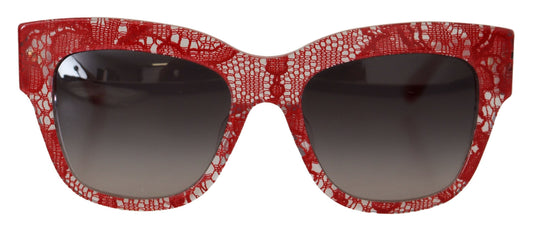 Lunettes de soleil rectangulaires en acétate et dentelle Dolce & Gabbana rouges DG4231F
