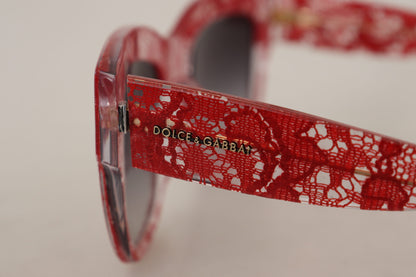 Lunettes de soleil rectangulaires en acétate et dentelle Dolce & Gabbana rouges DG4231F