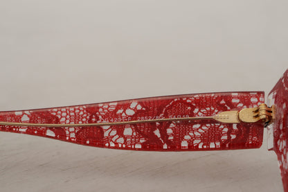 Lunettes de soleil rectangulaires en acétate et dentelle Dolce & Gabbana rouges DG4231F
