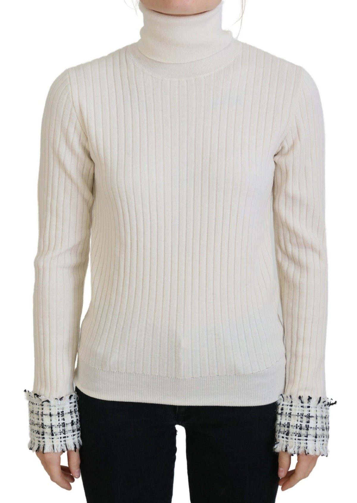 Pull-over Turtleneck Distressed Cuff Ivory de Dolce & Gabbana