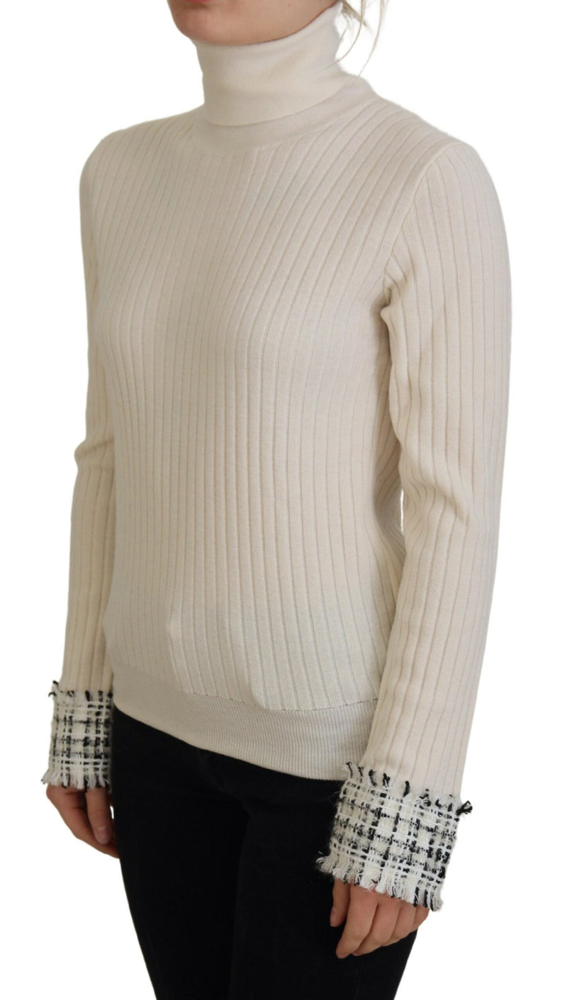 Pull-over Turtleneck Distressed Cuff Ivory de Dolce & Gabbana