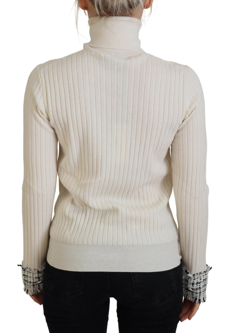 Pull-over Turtleneck Distressed Cuff Ivory de Dolce & Gabbana