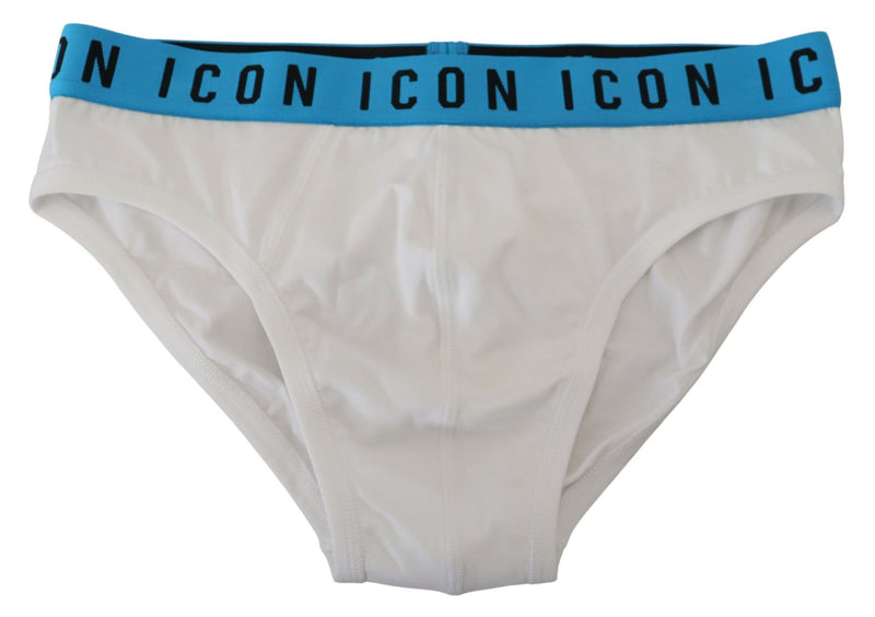 Dsquared² White Icon Logo Cotton Stretch Briefs for Men