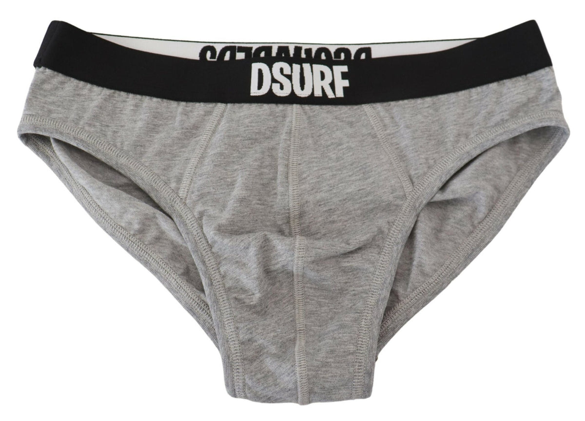Dsquared² Gray DSURF Logo Cotton Stretch Briefs for Men