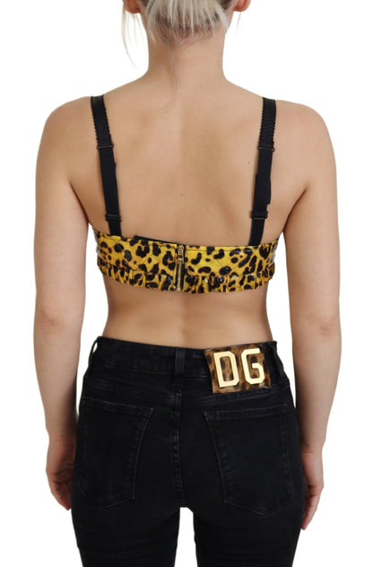 Dolce & Gabbana geel luipaardprint cropped bustier korset bh top