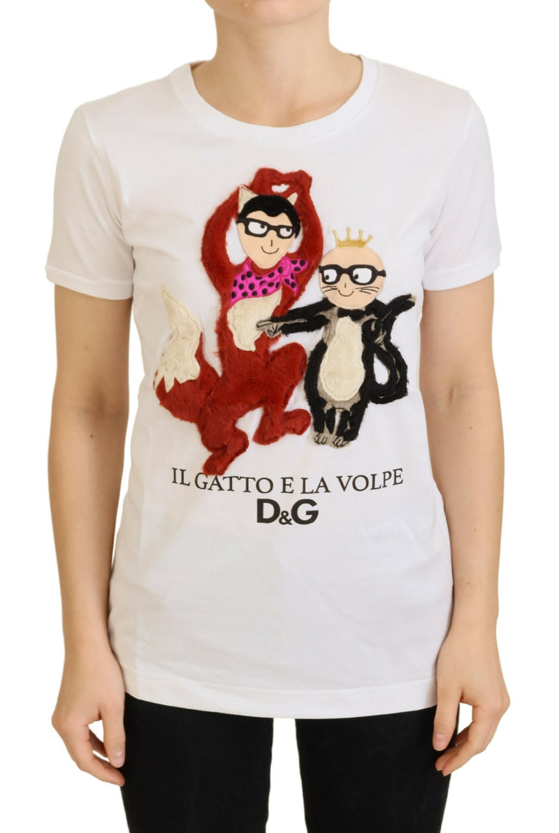 Dolce & Gabbana White Textured Short Sleeve T-shirt for Women