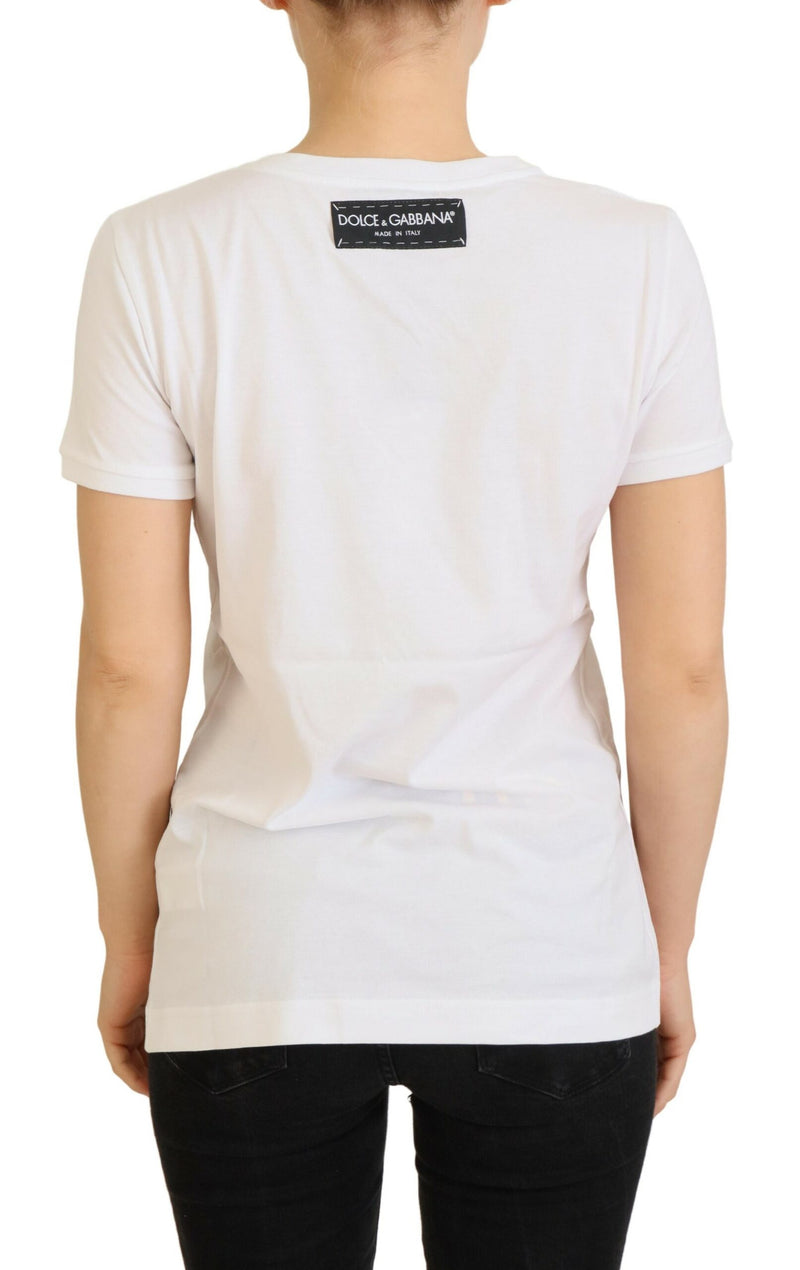 Dolce & Gabbana White Textured Short Sleeve T-shirt for Women