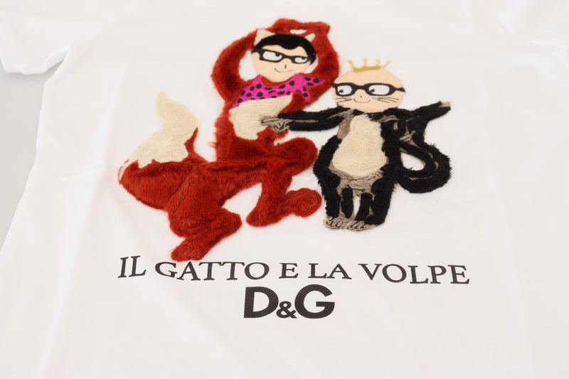 Dolce & Gabbana White Textured Short Sleeve T-shirt for Women