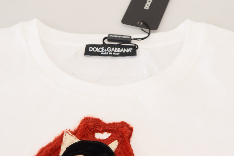 Dolce & Gabbana White Textured Short Sleeve T-shirt for Women