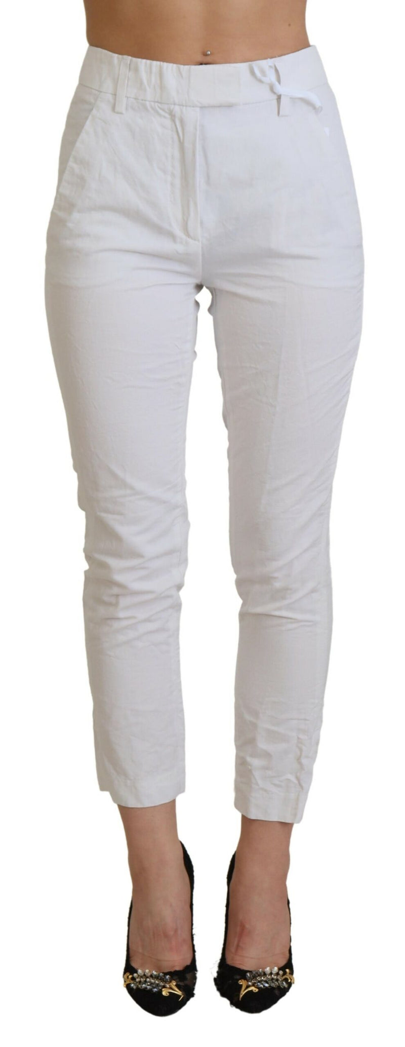 Pantalon Tapered Taille Haute Blanc Dondup pour Femme
