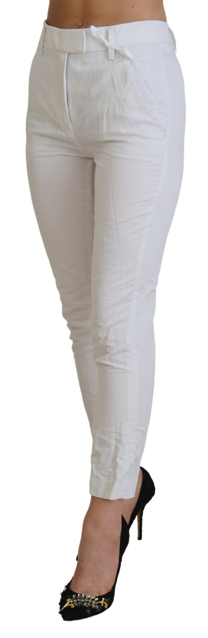 Pantalon Tapered Taille Haute Blanc Dondup pour Femme