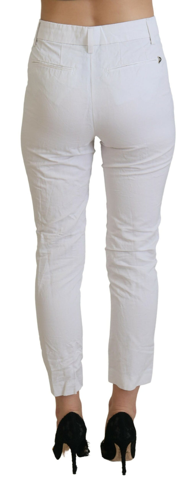 Pantalon Tapered Taille Haute Blanc Dondup pour Femme