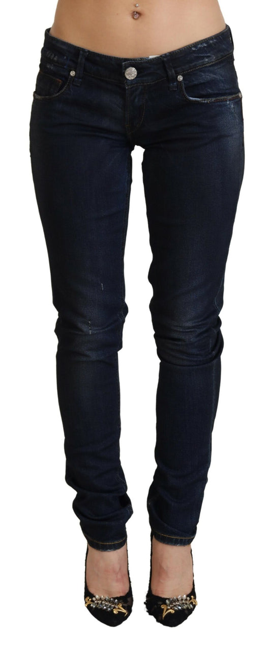 Jeans en jean pour femme Acht Blue, taille basse, coupe slim.
