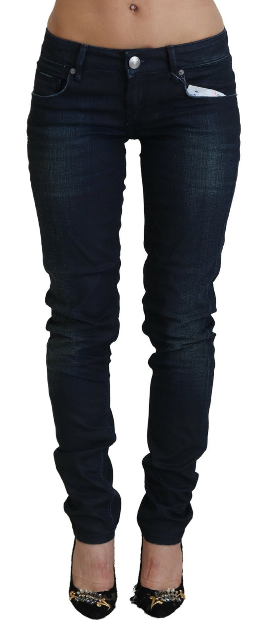 Jeans en jean pour femme Acht Blue, taille basse, coupe slim.