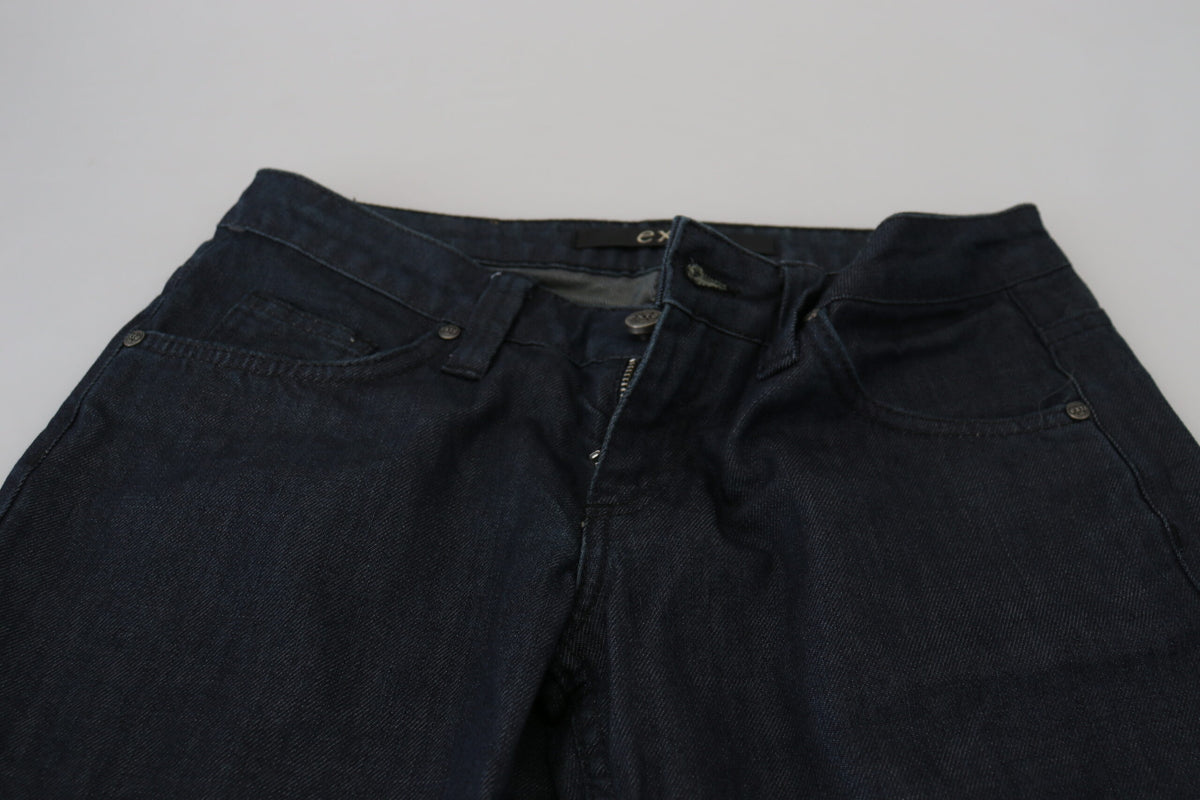 Exte Jeans Femme Droit Taille Basse Bleu Foncé
