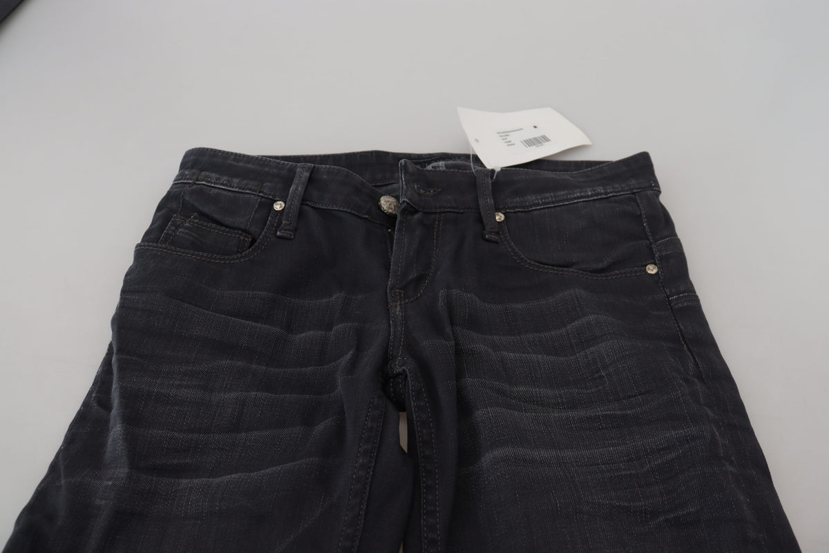 Acht Jeans Femme Slim Fit Noir Délavé Taille Basse en Coton
