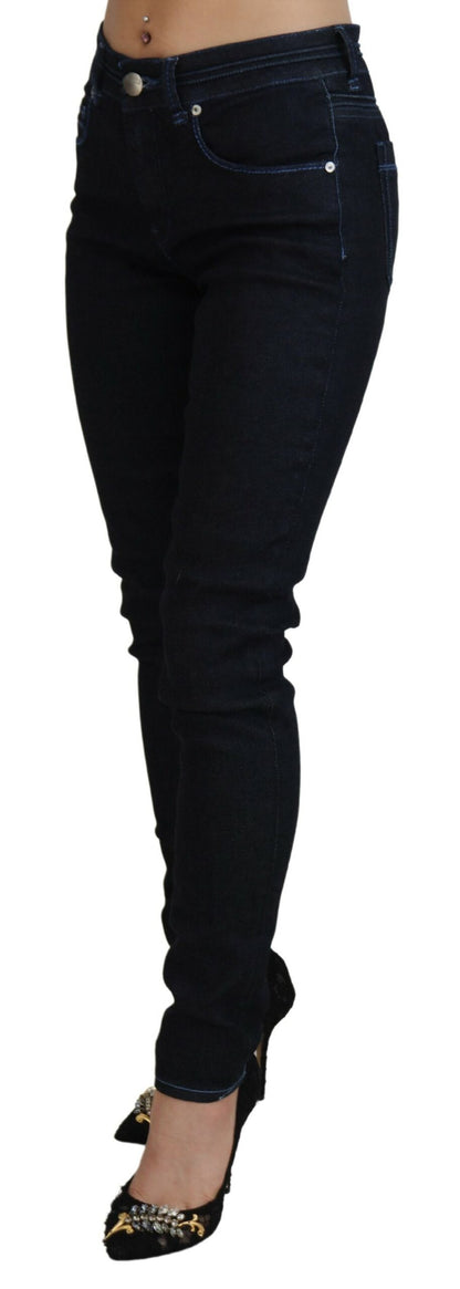 Jeans en jean pour femme Acht, bleu foncé, taille basse, coupe slim.
