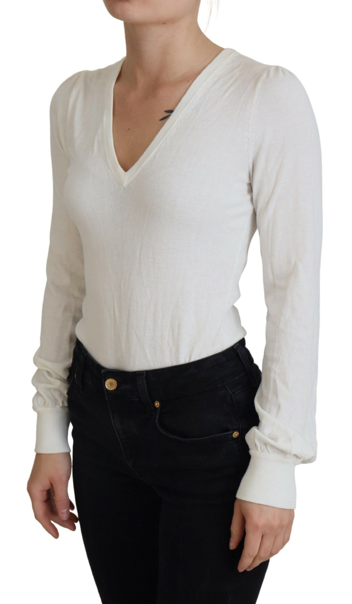 Patrizia Pepe Blouse Longue à Col V Écru pour Femme