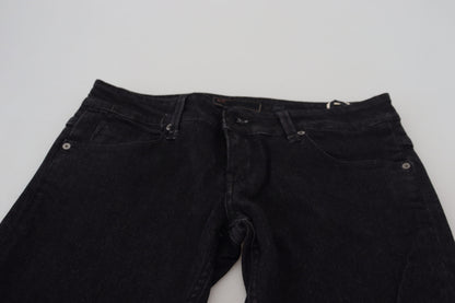 Jeans en jean slim taille basse en coton noir Acht