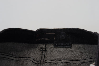 Jeans en jean slim taille basse en coton noir Acht