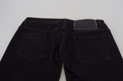 Jeans en jean slim taille basse en coton noir Acht