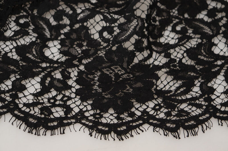 Robe Mini Shift en Dentelle Florale Noire Dolce & Gabbana