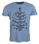 T-shirt en coton bleu clair Dolce &amp; Gabbana "Bonne Année 2017"