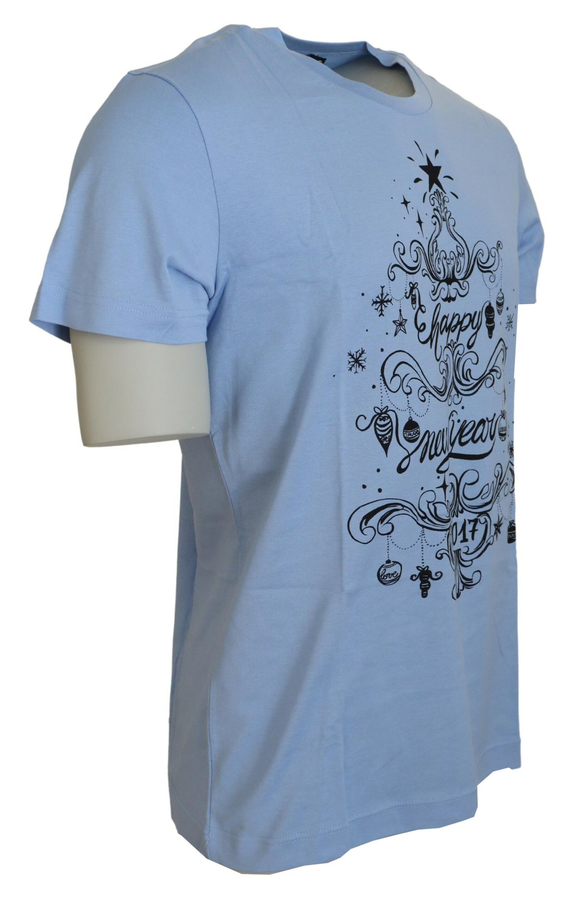 T-shirt en coton bleu clair Dolce &amp; Gabbana "Bonne Année 2017"