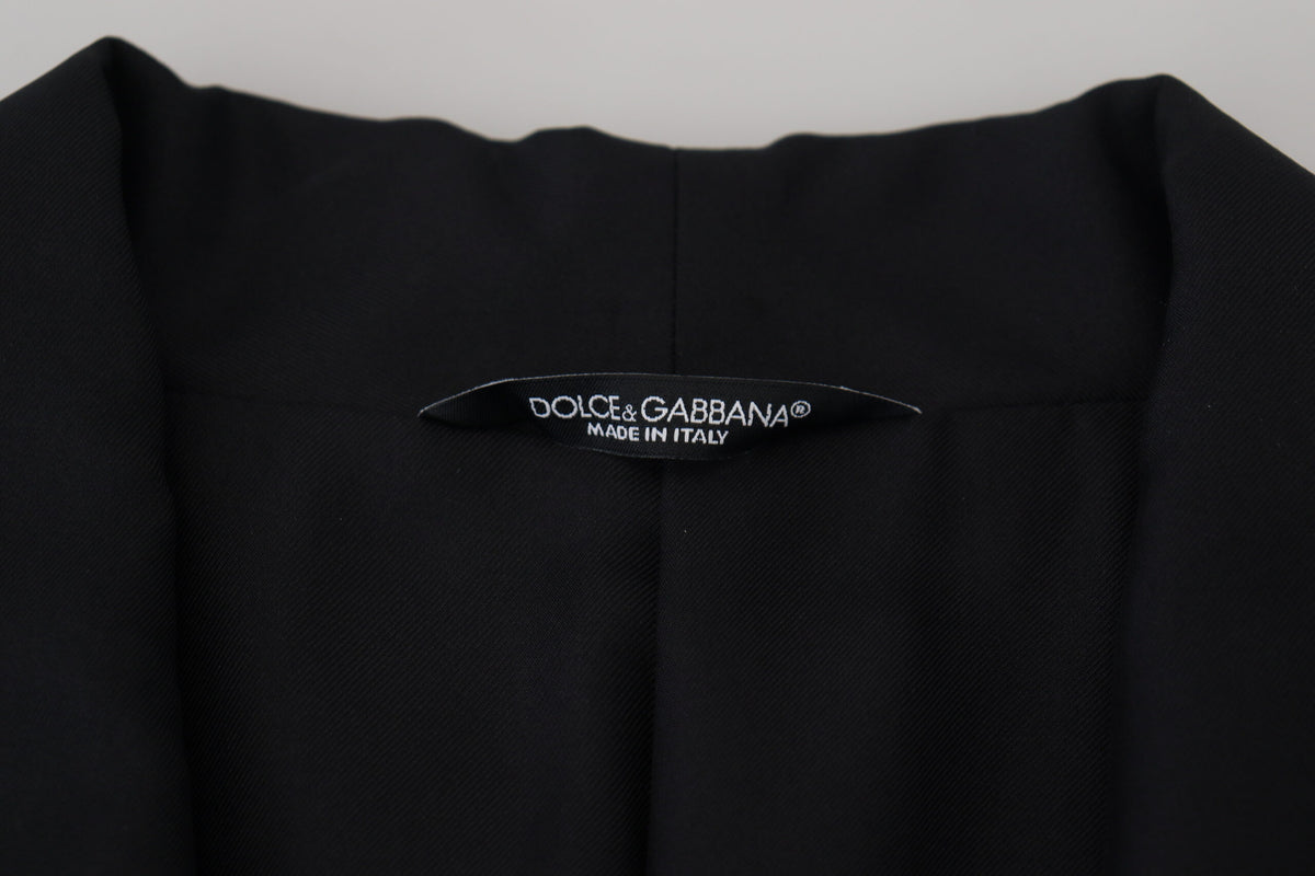 Blazer noir à rayures avec patch DG pour homme, Dolce &amp; Gabbana.