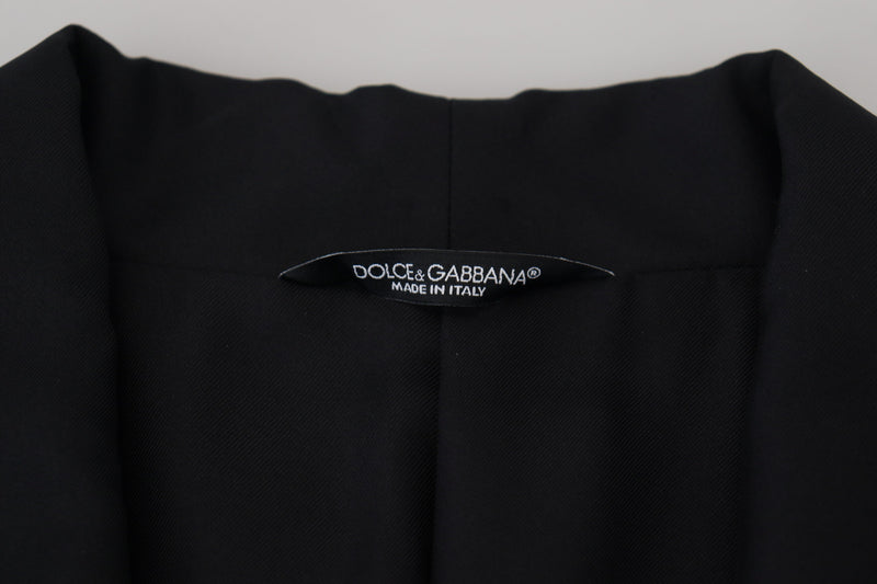 Blazer noir à rayures avec patch DG pour homme, Dolce &amp; Gabbana.