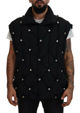 Dolce & Gabbana - Veste noire sans manches DG avec ornements métalliques