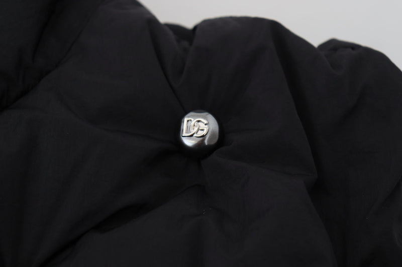 Dolce & Gabbana Zwarte Mouwloze DG Jas met Metalen Versieringen