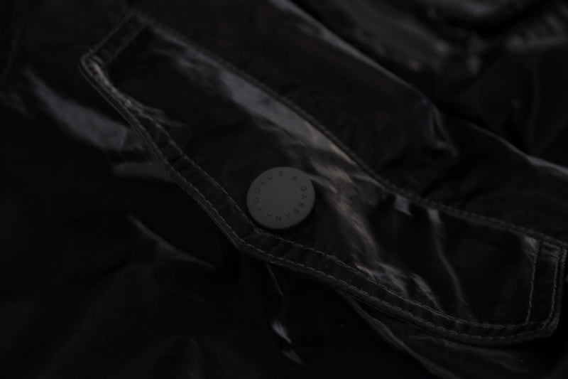 Veste bomber à capuche et fermeture éclair intégrale en nylon noir de Dolce & Gabbana