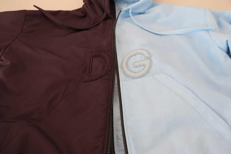 Veste homme à capuche et fermeture éclair intégrale Dolce & Gabbana, noir et bleu DG.