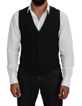 Dolce & Gabbana Black Virgin Wool Waistcoat - Elegant Formal Vest