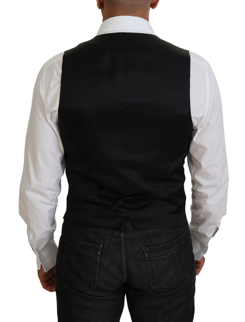 Dolce & Gabbana Black Virgin Wool Waistcoat - Elegant Formal Vest