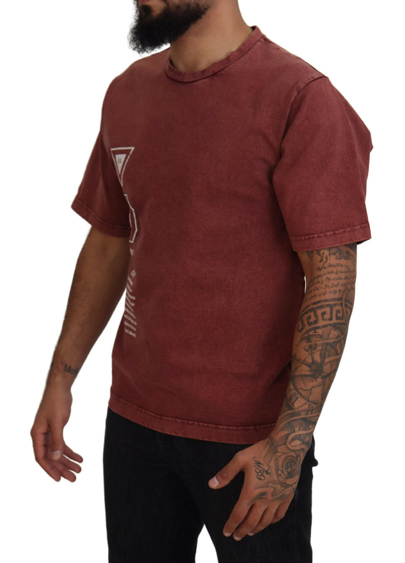 T-shirt à manches courtes, col rond, imprimé marron de Dolce &amp; Gabbana