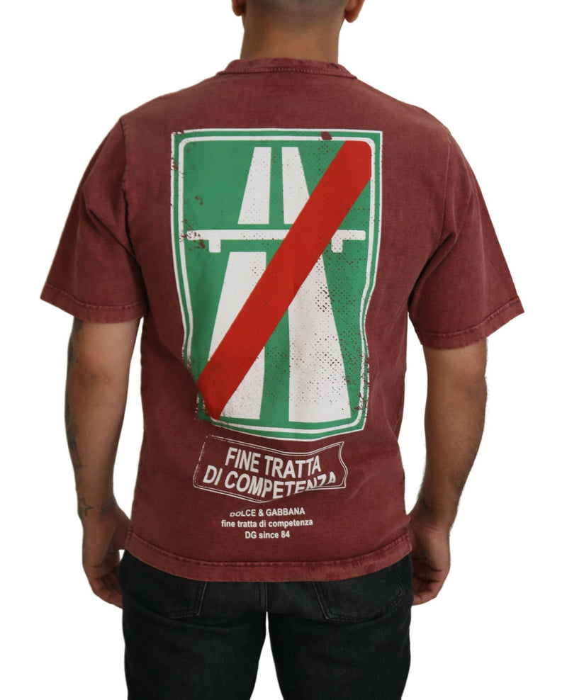 T-shirt à manches courtes, col rond, imprimé marron de Dolce &amp; Gabbana