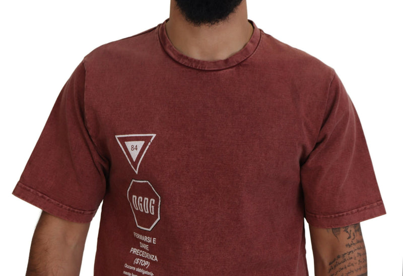 T-shirt à manches courtes, col rond, imprimé marron de Dolce &amp; Gabbana