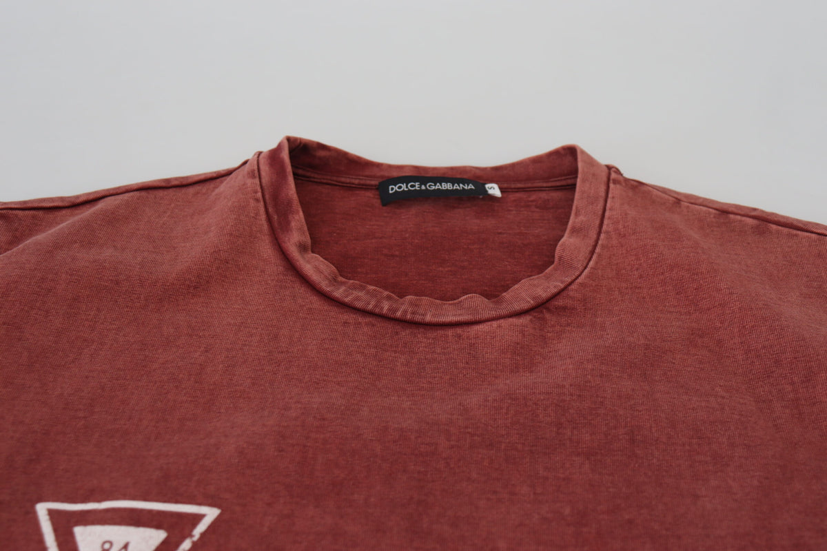 T-shirt à manches courtes, col rond, imprimé marron de Dolce &amp; Gabbana