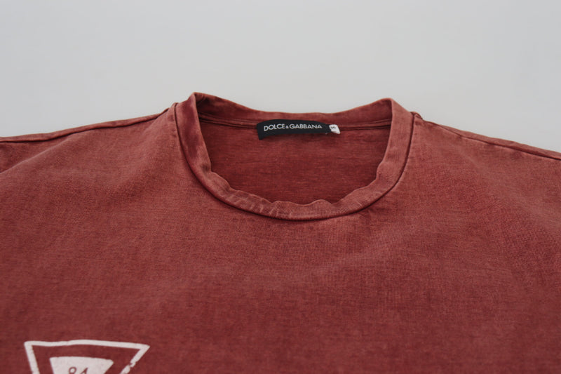T-shirt à manches courtes, col rond, imprimé marron de Dolce &amp; Gabbana