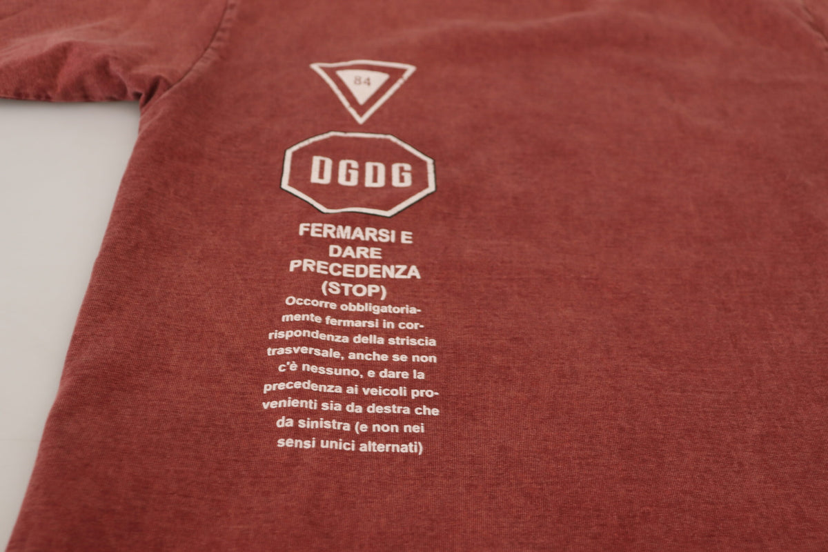 T-shirt à manches courtes, col rond, imprimé marron de Dolce &amp; Gabbana
