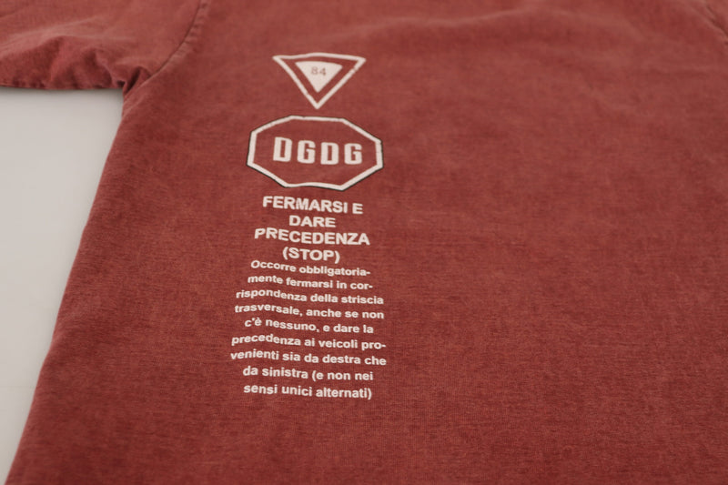 T-shirt à manches courtes, col rond, imprimé marron de Dolce &amp; Gabbana
