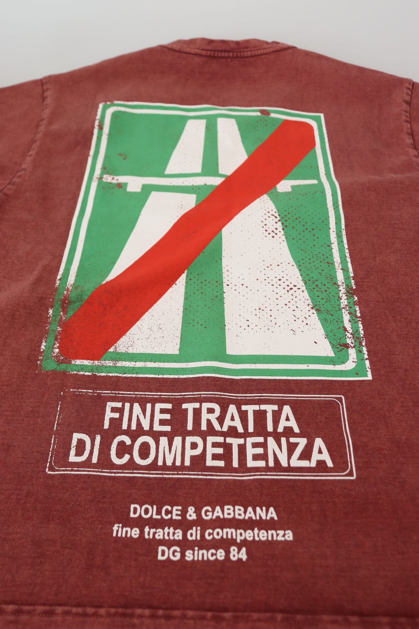 T-shirt à manches courtes, col rond, imprimé marron de Dolce &amp; Gabbana