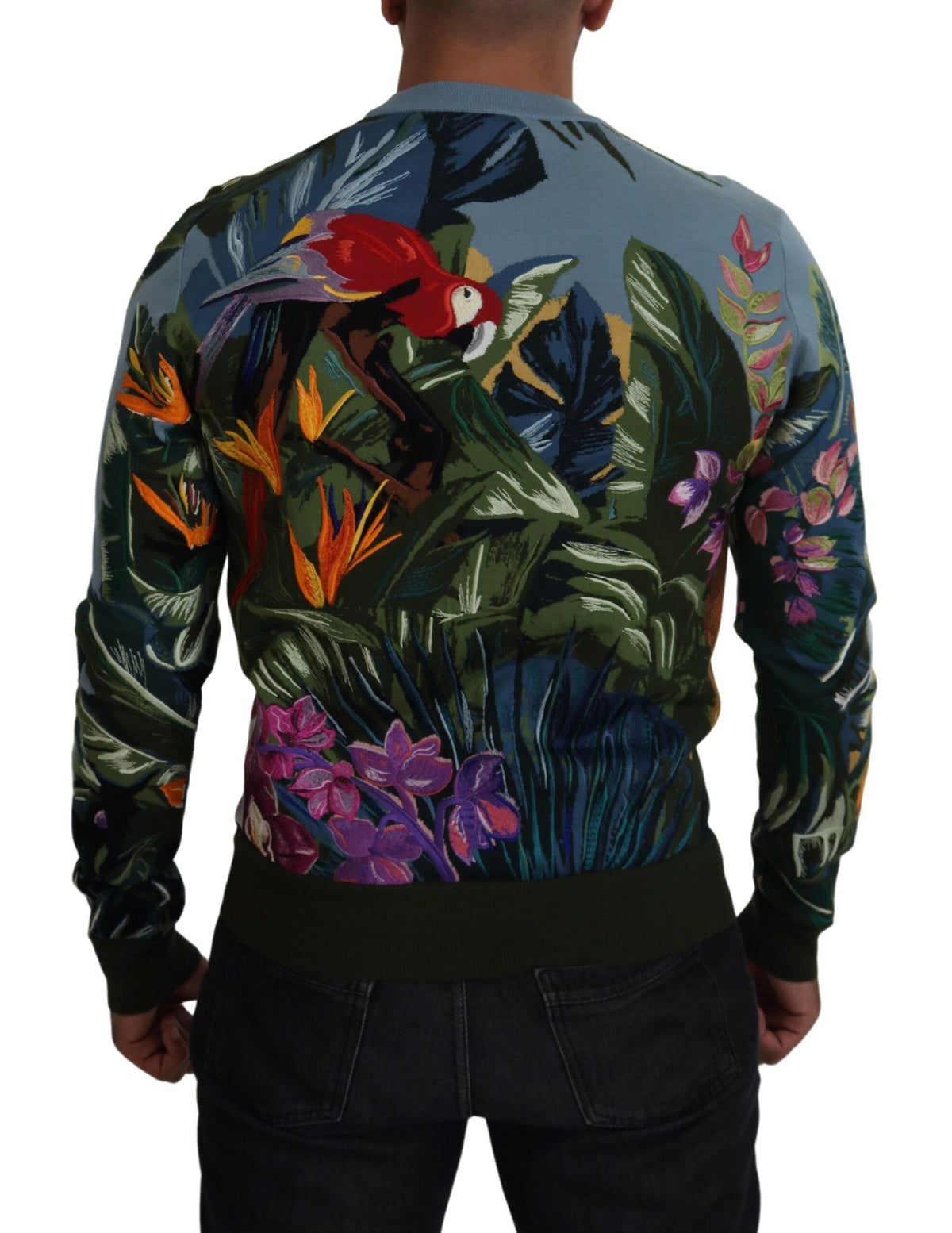Pull en laine à motif jungle multicolore avec logo Dolce &amp; Gabbana